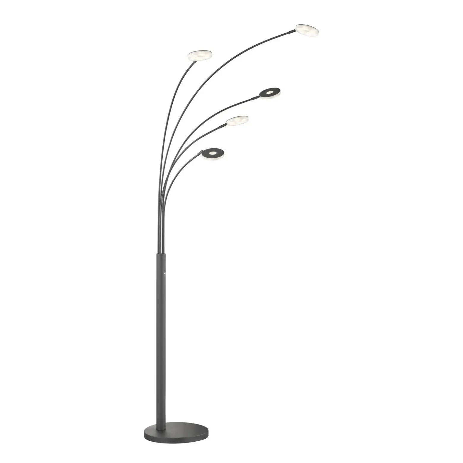Lámpara de pie LED Dent, negro, 225 cm, metal, CCT, 5 luces.