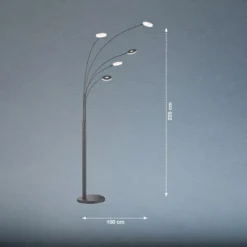 Lámpara de pie LED Dent, negro, 225 cm, metal, CCT, 5 luces.