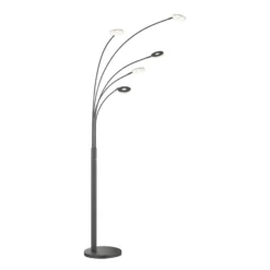 Lámpara de pie LED Dent, negro, 225 cm, metal, CCT, 5 luces.