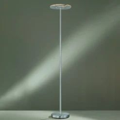 Lámpara de pie LED Dent, níquel/cromo mate, 180 cm, CCT, 1 luz.