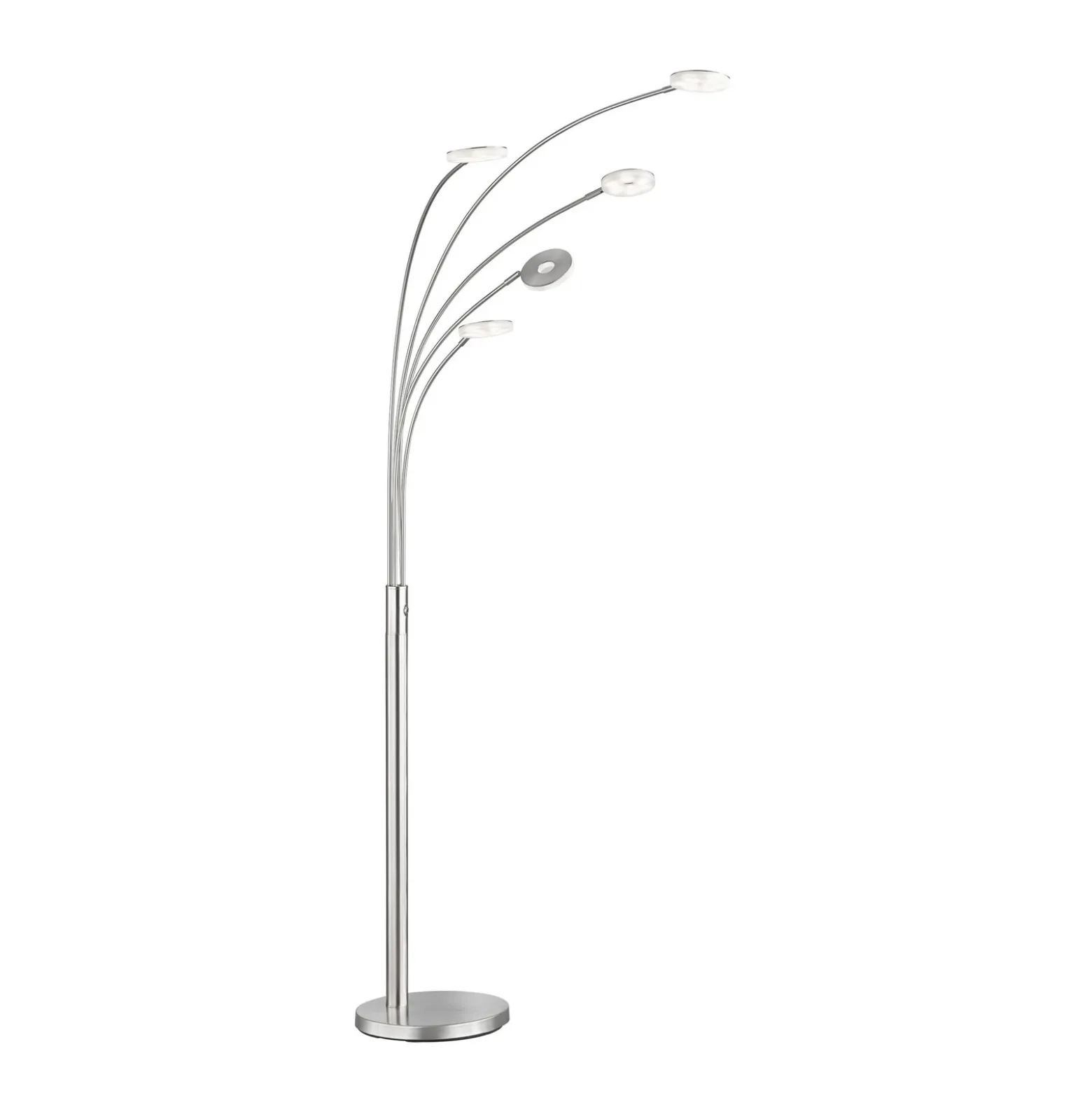 Lámpara de pie LED Dent, níquel/cromo, 225 cm, metal, CCT 5 luces.