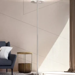 Lámpara de pie LED Dent, níquel/cromo mate, 180 cm, CCT, 1 luz.