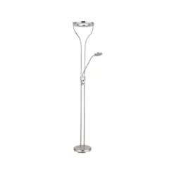 Lámpara de pie LED Ebro, altura 194 cm, color níquel, 2 luces.