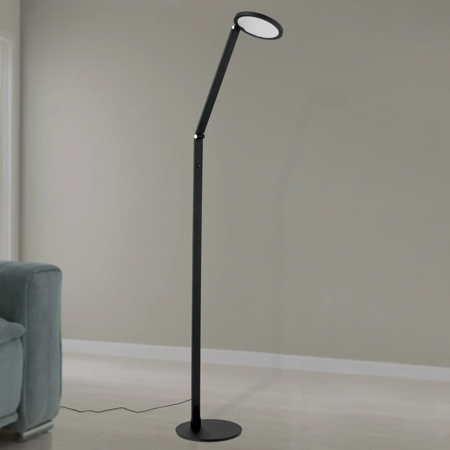 Lámpara de pie LED Fati, altura 136 cm, negro, aluminio, atenuador