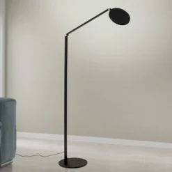 Lámpara de pie LED Fati, altura 136 cm, negro, aluminio, atenuador