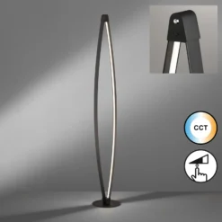 Lámpara de pie LED Fenga, regulador táctil, CCT, negro