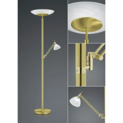Lámpara de pie LED Findus, 2 luces, latón