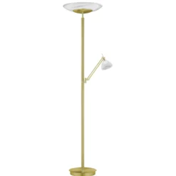 Lámpara de pie LED Findus, 2 luces, latón