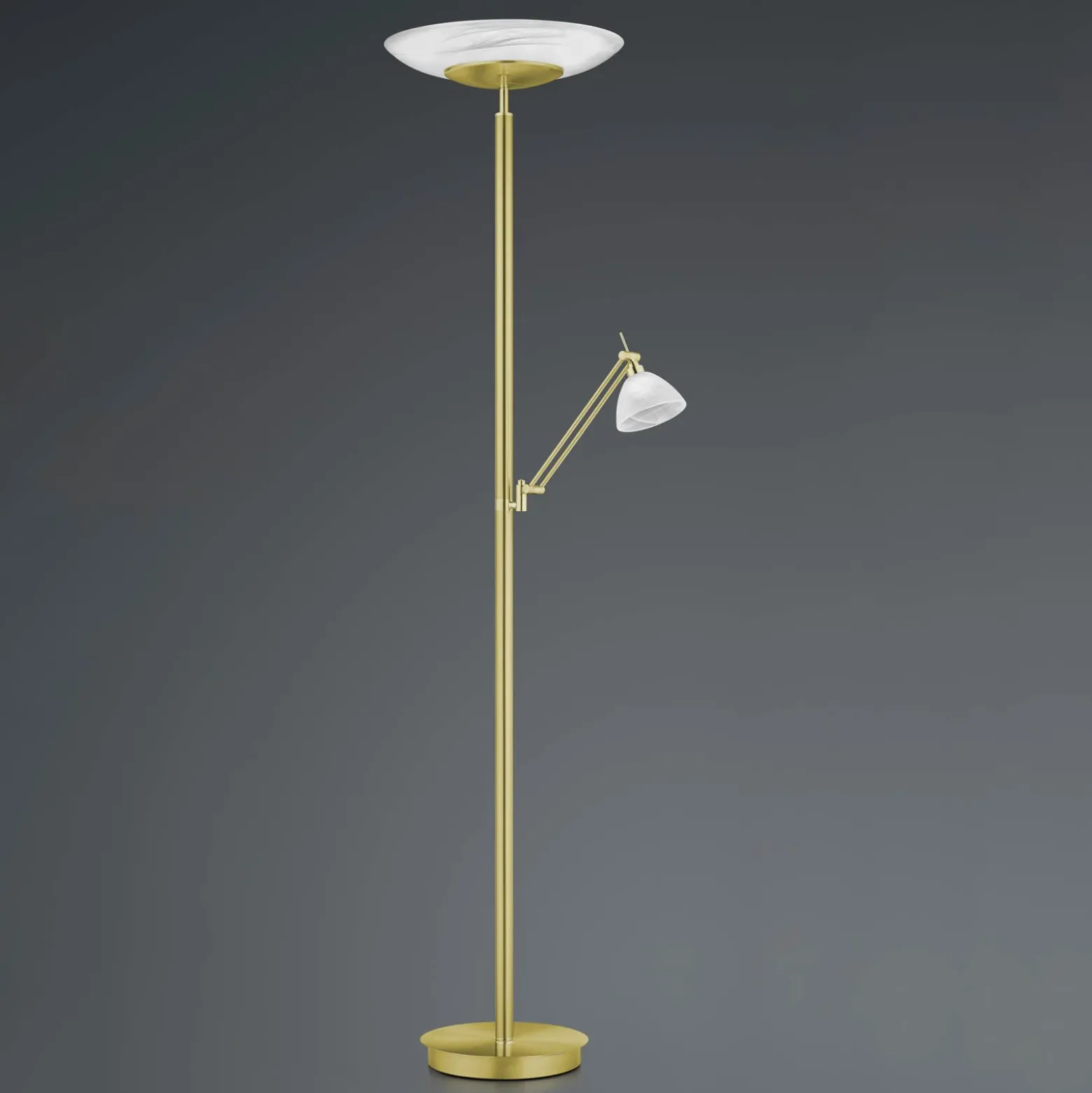 Lámpara de pie LED Findus, 2 luces, latón