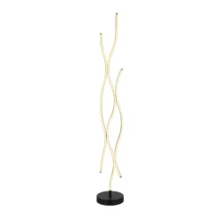 Lámpara de pie LED Geronimo, altura 135 cm, negro/aspecto madera