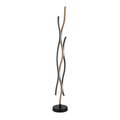 Lámpara de pie LED Geronimo, altura 135 cm, negro/aspecto madera