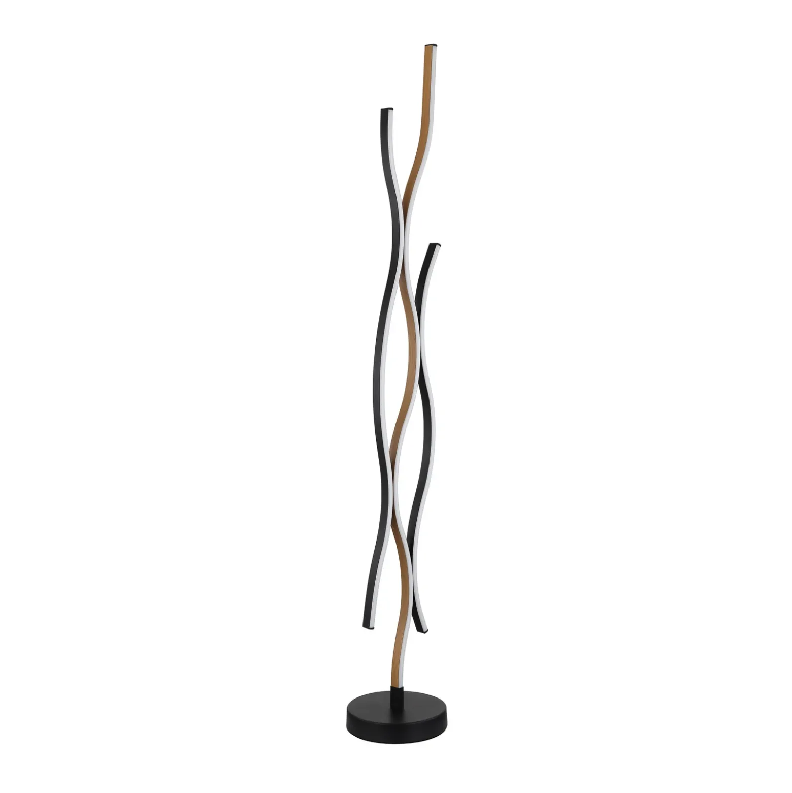 Lámpara de pie LED Geronimo, altura 135 cm, negro/aspecto madera