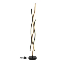 Lámpara de pie LED Geronimo, altura 135 cm, negro/aspecto madera