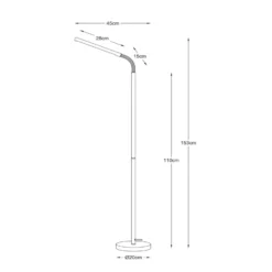 Lámpara de pie LED Gilly, blanca, flexible, metal, altura 153 cm