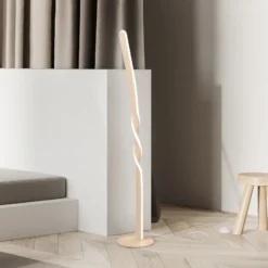 Lámpara de pie LED Ginko, arena, metal, altura 110 cm