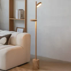 Lámpara de pie LED GOOD & MOJO Okinawa, de 2 luces, color natural, 146 cm,