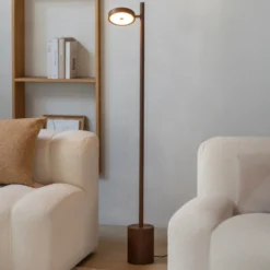 Lámpara de pie LED GOOD & MOJO Okinawa, 1 luz, marrón, 146 cm, madera