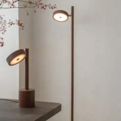 Lámpara de pie LED GOOD & MOJO Okinawa, 1 luz, marrón, 146 cm, madera