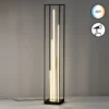 Lámpara de pie LED Grid, negro/oro, metal, CCT, atenuable