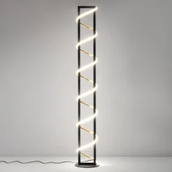 Lámpara de pie LED Gwen, negro/oro, metal, CCT, atenuable