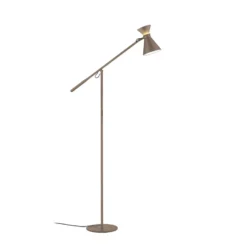 Lámpara de pie LED Helestra LUK, marrón, atenuable, altura ajustable