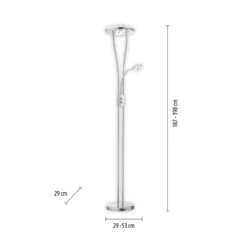 Lámpara de pie LED Helia con lámpara de lectura LED, acero