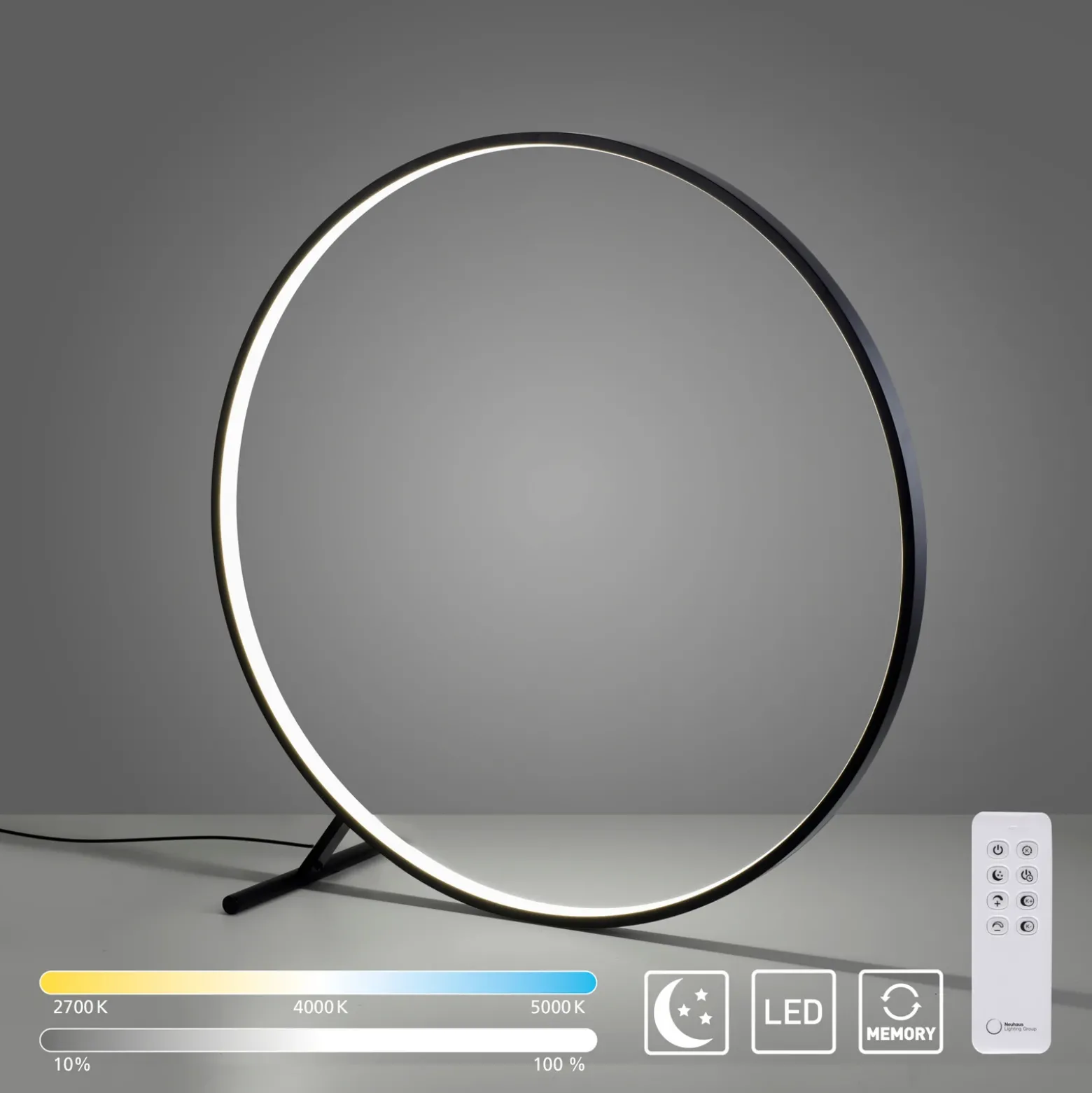 Lámpara de pie LED Hula CCT con control remoto Ø 100cm