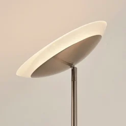 Lámpara de pie LED Jonne de Lindby, redonda, brazo de lectura, atenuable, 180 cm