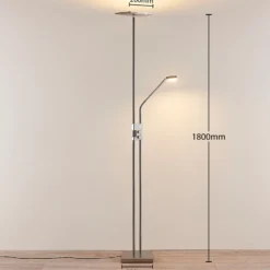 Lámpara de pie LED Jonne de Lindby, angular, brazo de lectura, atenuable, 180 cm