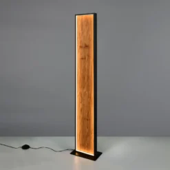 lámpara de pie LED Kalea, altura 120 cm, color madera, madera