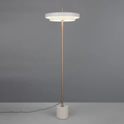 Lámpara de pie LED Keaton, gris claro, altura 138 cm, metal, CCT