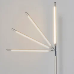 Lámpara de pie LED Lindby Jabbo, 163 cm, níquel, metal