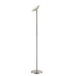 Lámpara de pie LED Lindby Malea, color níquel, atenuable, 180 cm