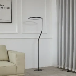 Lámpara de pie LED Lindby Rayón, negro, metal, altura 150,3 cm