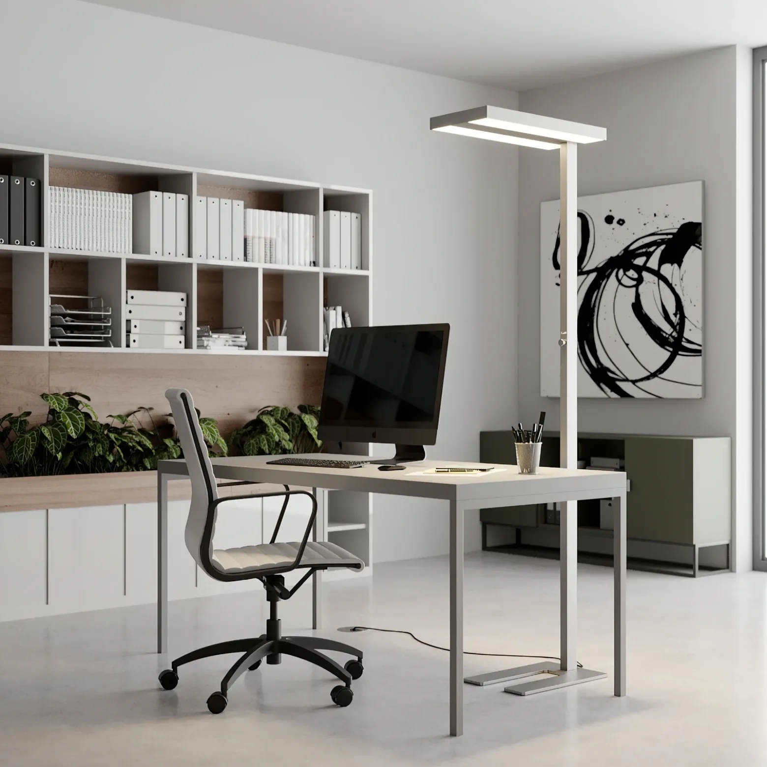 Lámpara de pie LED Logan Basic de Arcchio,juego de 2, plateada, 6000 lm
