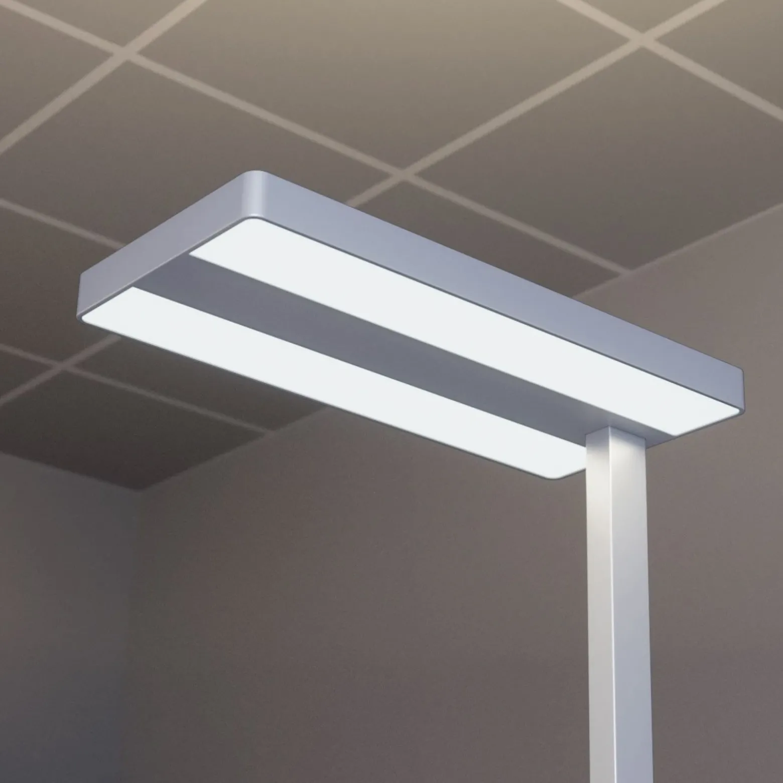 Lámpara de pie LED Logan Neo de Arcchio, plateada, atenuable, metal