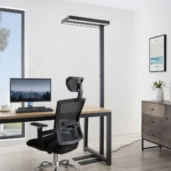 Lámpara de pie LED Logan Pro de Arcchio, negra, con sensor, atenuable