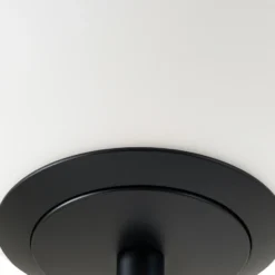 Lámpara de pie LED Lucande Darrow, negro/ópalo, cristal, atenuable