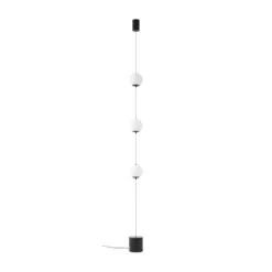 Lámpara de pie LED Lucande Darrow, negro/ópalo, cristal, atenuable
