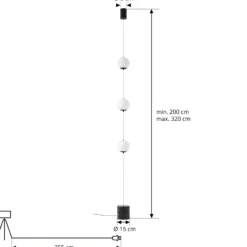 Lámpara de pie LED Lucande Darrow, negro/ópalo, cristal, atenuable