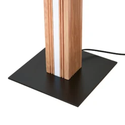 Lámpara de pie LED Lucande Lieske, negro, roble, atenuable
