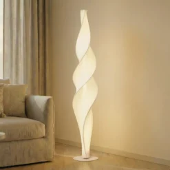 Lámpara de pie LED Lucande Novelle, blanca, CCT, altura 137 cm