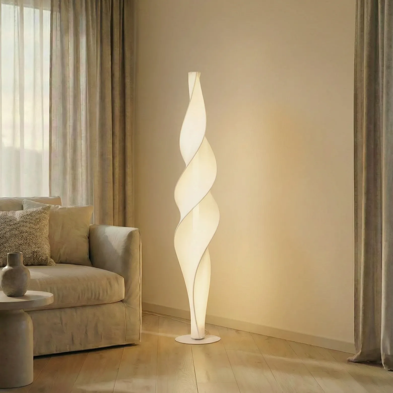 Lámpara de pie LED Lucande Novelle, blanca, CCT, altura 137 cm