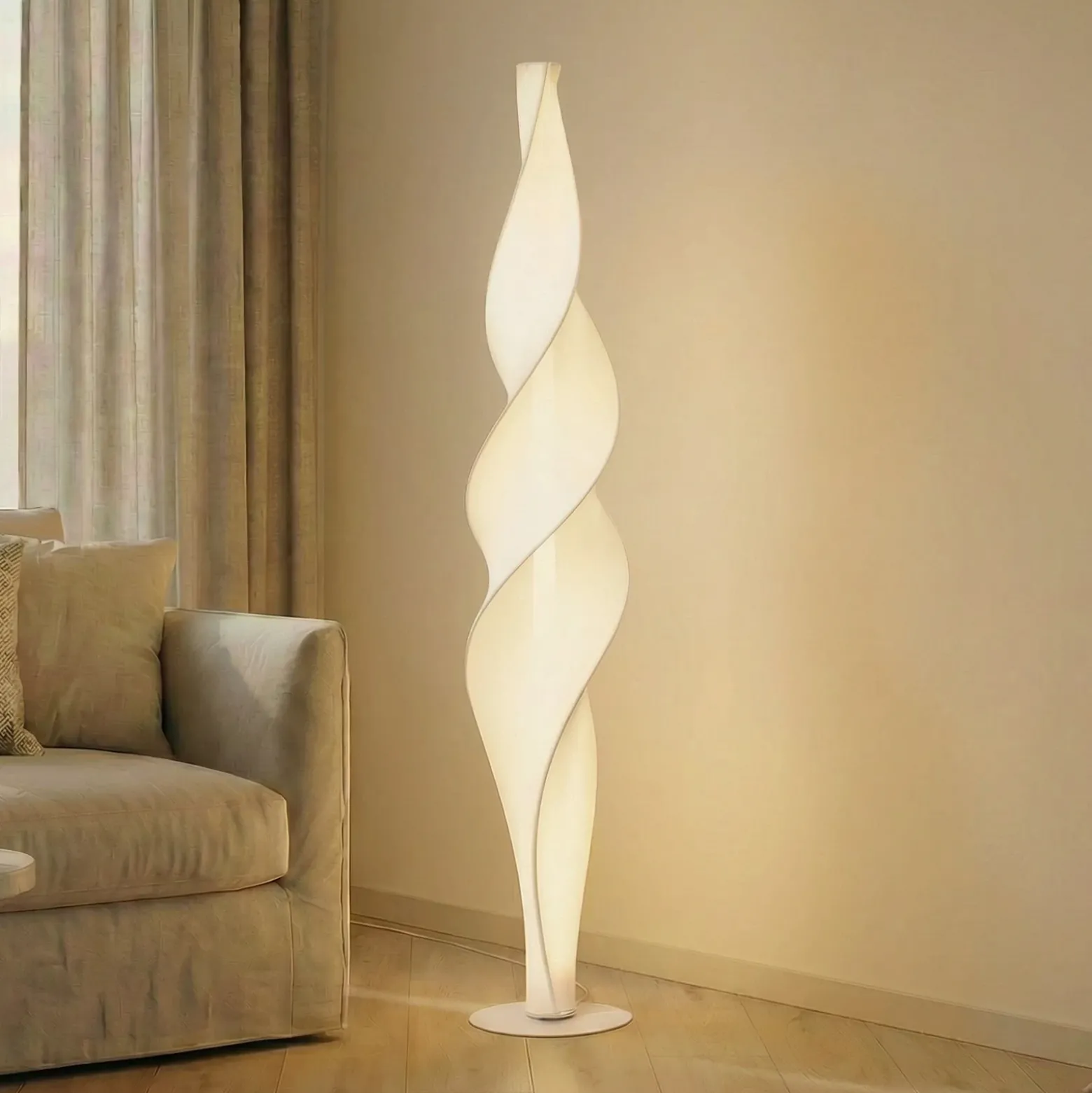 Lámpara de pie LED Lucande Novelle, blanca, CCT, altura 137 cm