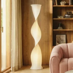 Lámpara de pie LED Lucande Novelle, blanca, CCT, altura 137 cm, Ø 29 cm
