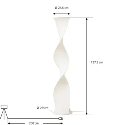 Lámpara de pie LED Lucande Novelle, blanca, CCT, altura 137 cm, Ø 29 cm