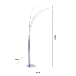 Lámpara de pie LED Maja, cromo de 3 luces
