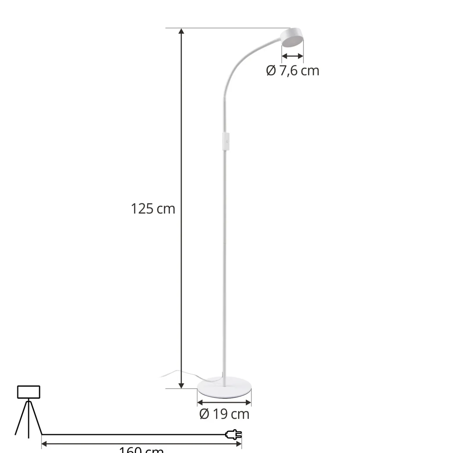 lámpara de pie LED Maori de Lindby, blanca, metal, CCT, atenuable