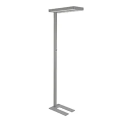 Lámpara de pie LED MAULjaval, color plata, 196 cm, base atenuable