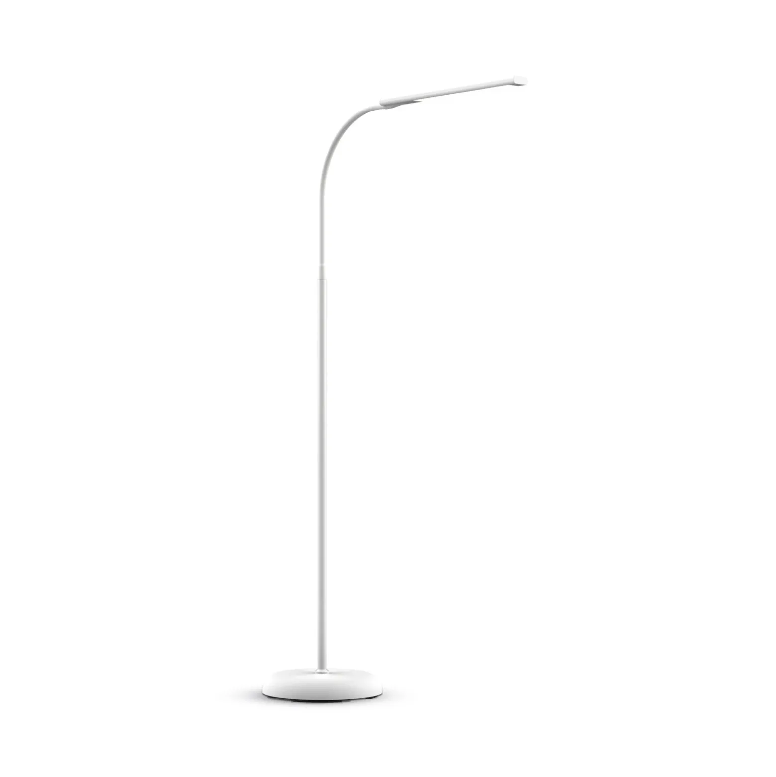 Lámpara de pie LED MAULpirro, blanca, 126 cm, atenuable